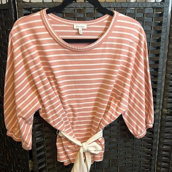 Ella Moss Pink & White Stripes Top Size Medium - Picture 3 of 11